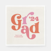 ボホレトロピンク&オレンジ卒業ナプキン スタンダードランチョンナプキン (正面)