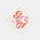 ボホレトロピンク&オレンジ卒業ナプキン スタンダードランチョンナプキン (角)