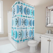 ボホレトロボウルズラインズターコイズ シャワーカーテン (インサイチュ)