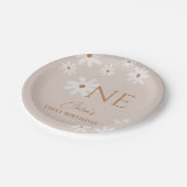 ボホレトロライトブラウンデイジーガールファースト誕生日 ペーパープレート (アングル)