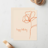 ボホレトロラインアートフローラハッピーバースデーカード ノートカード (正面/裏面インサイチュ)
