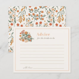ボホレトロワイルドフラワーブライダルシャワーアドバイスカード