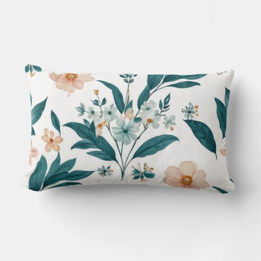 ボホレトロヴィンテージ名門私立校風の花カラフル柄 ランバークッション (正面)