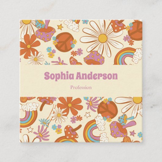 ボホレトロ名刺付きパステル70sフローラ スクエア名刺 (正面)