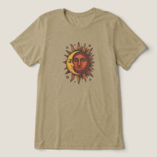 ボホレトロ太陽と月ユニセックス トライブレンドTシャツ