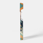 ボホレトロ抽象芸術猫ポートレートオレンジグリーン iPhoneケース (左側面)