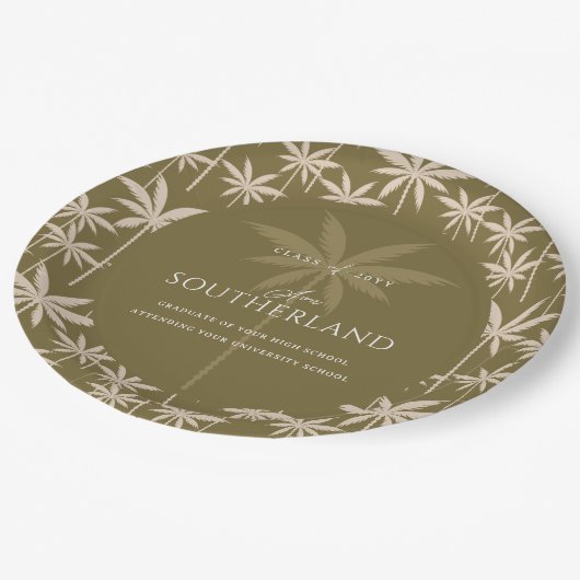 ボホレトロ熱帯パームツリーパターン卒業 ペーパープレート (アングル)