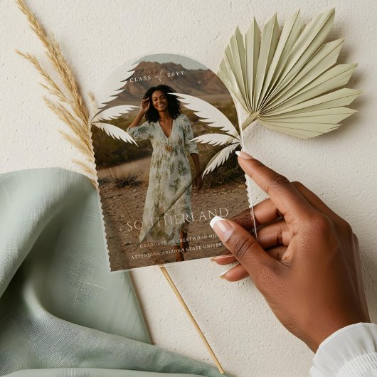 ボホレトロ熱帯性パームツリー卒業写真 アクリル招待状