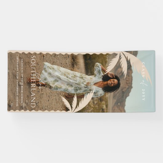 ボホレトロ熱帯性パームツリー卒業写真 横断幕 (横)