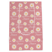 ボホレトロ砂漠デイジーパーソナライズされた誕生日 ミディアムペーパーバッグ (裏面)