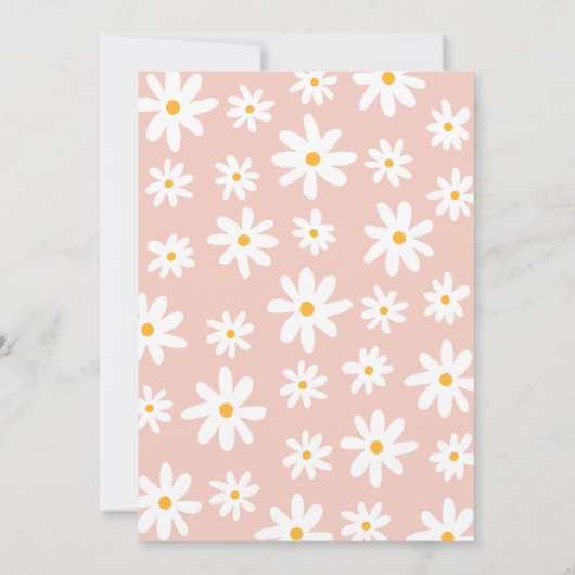 ボホレトロ赤面ピンクデイジーワイルドワン1歳 招待状 (裏面)