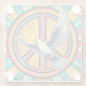 ボホレトロ鳩と平和のサイン ガラスコースター (裏面)