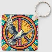 ボホレトロ鳩と平和のサイン キーホルダー (裏面)