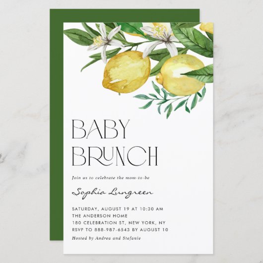 ボホレモンと開花ベビーブランチ招待状 (正面/裏面)