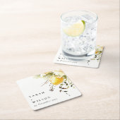 ボホレモンイエローウォーターフローラ結婚ズ スクエアペーパーコースター (インサイチュ)