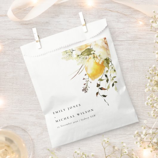 ボホレモンイエローウォーターフローラ結婚ズ フェイバーバッグ (クリップ留めされた状態)