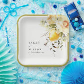 ボホレモンイエローウォーターフローラ結婚ズ ペーパープレート (パーティー)