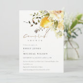 ボホレモンイエローウォーター色のフローラカップルのシャワー 招待状 (スタンド正面)