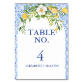 ボホレモンブルー地中海のタイタリアンイル結婚ズ テーブルナンバー (正面)