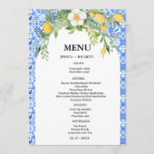 ボホレモンブルー地中海のタイタリアンイル結婚ズ メニュー (正面)