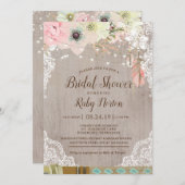 ボホレースライト&トリバルフェザーブライダルシャワー 招待状 (正面/裏面)