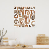 ボホロックアルファベットボタニカルアートスタイル モダン ポスター (キッチン)