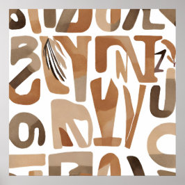 ボホロックアルファベットボタニカルアートスタイル モダン ポスター