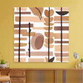 ボホロックポリゴンリーフボタニカルアートスタイル モダン キャンバスプリント (インサイチュ (リビング))