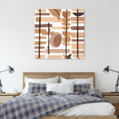 ボホロックポリゴンリーフボタニカルアートスタイル モダン キャンバスプリント (インサイチュ (寝室))