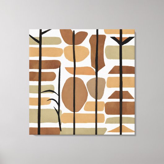 ボホロックポリゴンリーフボタニカルアートスタイル モダン キャンバスプリント (正面)