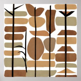 ボホロックポリゴンリーフボタニカルアートスタイル モダン ポスター