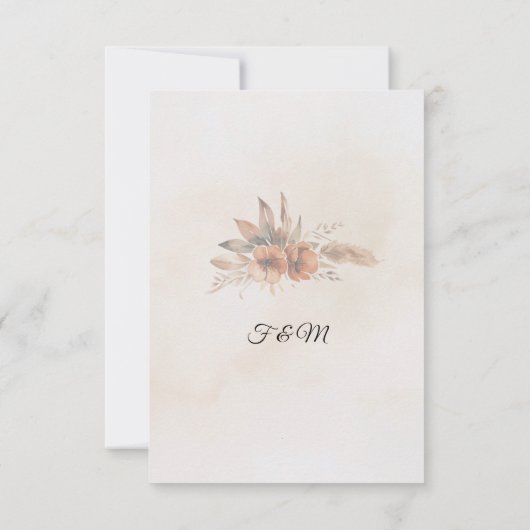 ボホロマンチックフローラエレガ素朴ントウェディング 出欠カード (裏面)