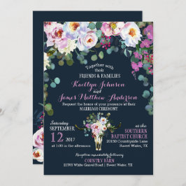 ボホロングホーン牛スカルフローラ結婚式招待状 招待状