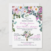 ボホロングホーン牛スカルフローラ結婚式招待状 招待状 (正面)