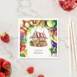 ボホローカル栽培農家市場誕生日 スタンダードカクテルナプキン