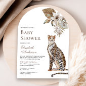 ボホワイルドサファリ素朴ーパレオパードアーチベイビーシャワー 招待状