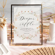 ボホワイルドフラワーおむつラッフルベビシャワーポスター