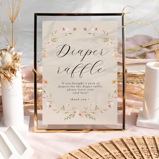 ボホワイルドフラワーおむつラッフルベビシャワーポスター ポスター