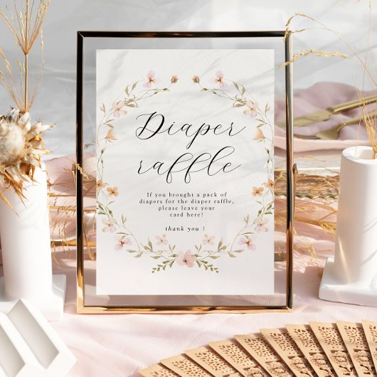 ボホワイルドフラワーおむつラッフルベビシャワーポスター ポスター