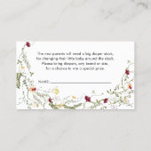 ボホワイルドフラワーおむつラッフル囲いカード 名刺 (裏面)