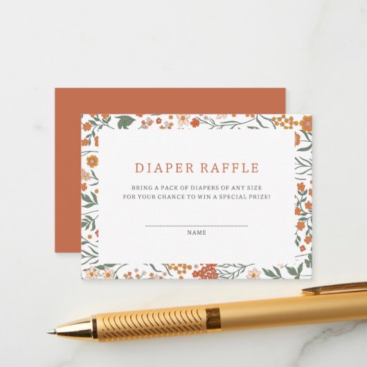 ボホワイルドフラワーおむつラッフル エンクロージャーカード (正面/裏面インサイチュ)