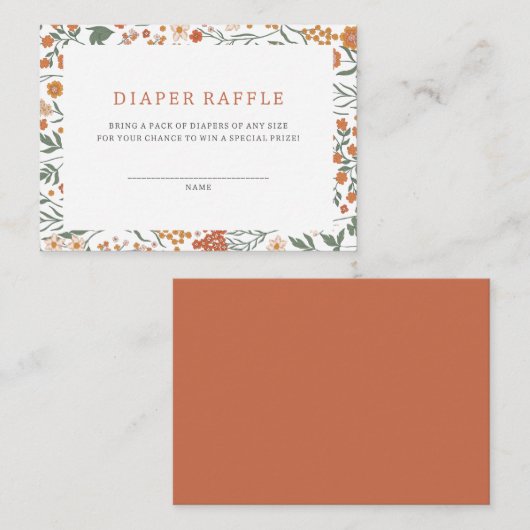 ボホワイルドフラワーおむつラッフル エンクロージャーカード (正面/裏面)