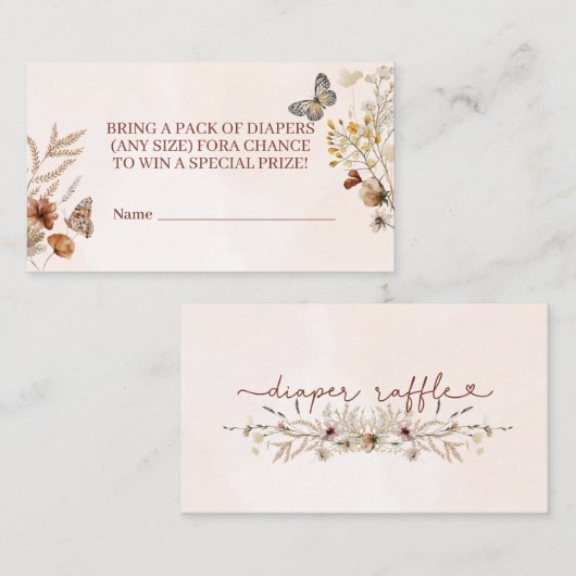 ボホワイルドフラワーおむつラッフル エンクロージャーカード (正面/裏面)