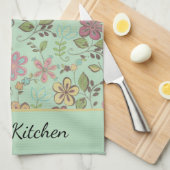 ボホワイルドフラワーお洒落フローラコテージN キッチンタオル (四つ折り)