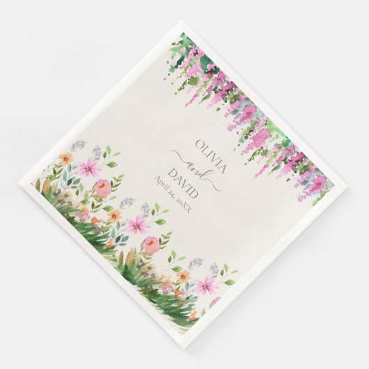 ボホワイルドフラワーとアカシア結婚のナプキン (コーナー)