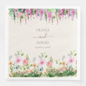 ボホワイルドフラワーとアカシア結婚のナプキン (正面)