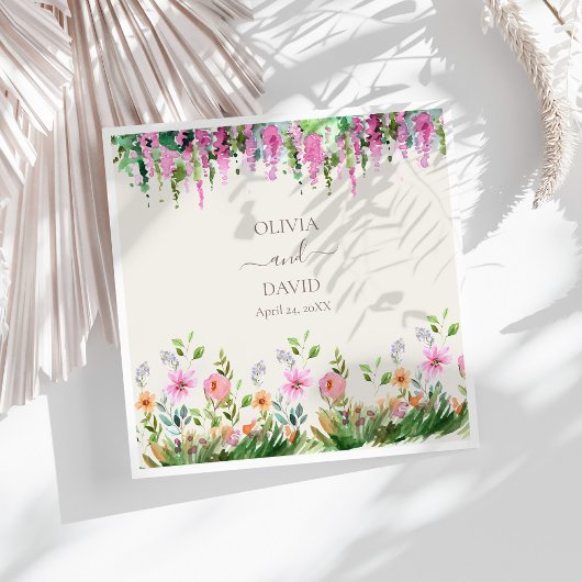 ボホワイルドフラワーとアカシア結婚のナプキン