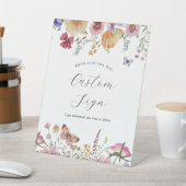 ボホワイルドフラワーと蝶カスタム文字標識 台座サイン (インサイチュ)