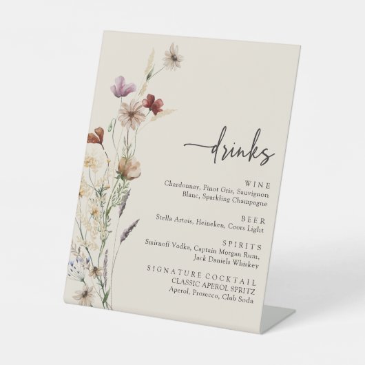 ボホワイルドフラワーのドリンク看板 台座サイン (正面)