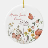 ボホワイルドフラワーの名パーソナライズされた前 セラミックオーナメント (裏面)